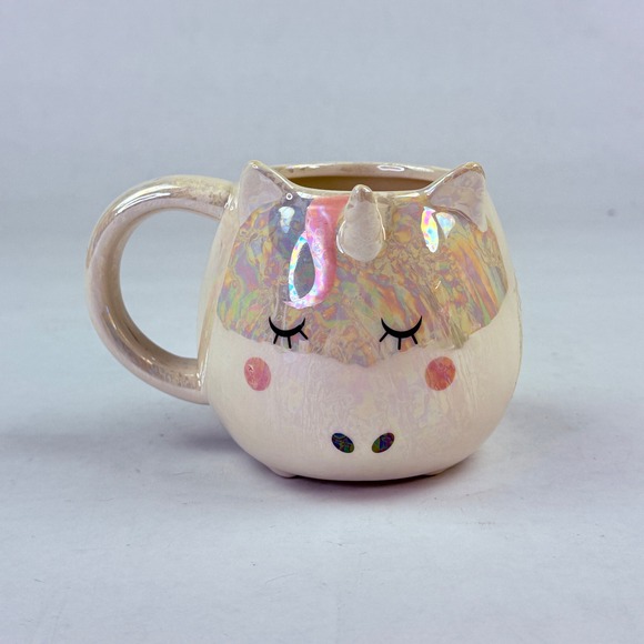 10 Strawberry Street Other - 10 Strawberry Street Whimsical Cupboard Iridescent Unicorn Ceramic Mug White